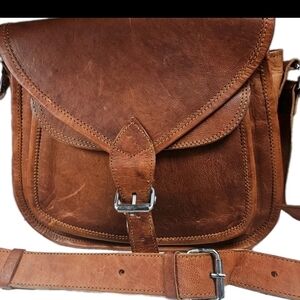 Komal’s Passion Leather Crossbody Bag Brown Canvas Unisex Retro